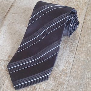 Giorgio Armani Black Striped 100% Silk Tie